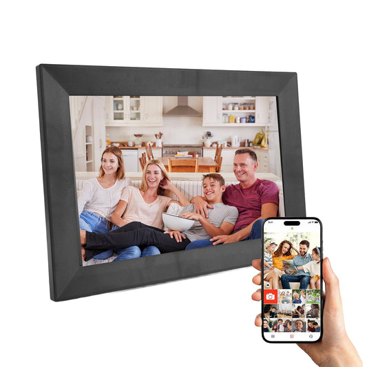 10.1" WiFi Digital Picture Frame 1280 * 800 HD IPS Touch Screen Digital Photo Frame with Built-in 16GB Memory, Auto-Rotate, Tabletop & Wall-Mounted Digital Frame, Share Photos Video via App, Black