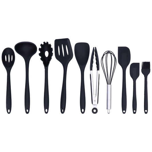 10-Piece Silicone Cooking Utensils Set - 446F Heat Silicone Kitchen Utensil Set For Cooking,Kitchenware Non Stick Spatula Spoon Eggbeater Brush Cookware